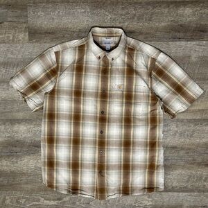 Carhartt Men's Shirt Size L Plaid Relaxed Fit Short Sleeve Button Down Workwear